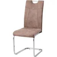 HTI Schwingstuhl KellyC Braun Mikrofaser Kufengestell Metall, 43x98x58 cm, Sitzhöhe 47 cm