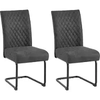ByLiving Esszimmerstuhl 2er Set MARIA / Vintage Mikrofaser anthrazit / Gestell Metall schwarz / Traglast von bis zu 150 kg / mit Griff / Esszimmerstuhl / B 45, H 95, T 60 cm