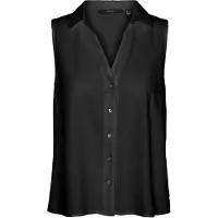 Vero Moda Blusentop "VMMYMILO SL V-NECK SHIRT WVN GA" mit Leinen