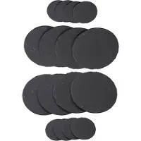 Novaliv Platzset Schiefer 16 TLG I 8X 25 cm rund Platzset Schiefer Teller Untersetzer I 8X 10 cm rund Glasuntersetzer Schiefer Untersetzer Sevierplatte