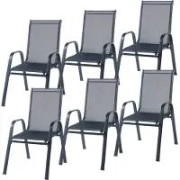 Casa.pro Gartenmöbelset ‘Aradeo’ 7-tlg. Set aus 1 Tisch und 6 Stühlen Schwarz