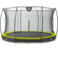 Exit Silhouette Trampolin ø427cm, mit Sicherheitsnetz, Bodentrampolin, Rund, für Kinder, Grün