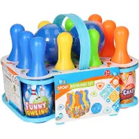 Lobbes Bowling-Set für Kinder ab 3 Jahren, farbenfroh, mit 10 Kegeln, 2 Bowlingkugeln und Aufbewahrungsregal