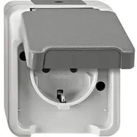 Merten Schuko-Steckdose Aquastar , IP44, Aufputz, lichtgrau - 1-fach