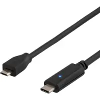 Deltaco USBC-1023, 0,5 m, USB C, Micro-USB B, USB 2.0, Schwarz
