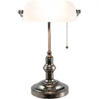 Clayre & Eef Schreibtischlampe Bankerslampe 27x23x42 cm Weiß Eisen