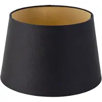 QAZQA Baumwolllampenschirm schwarz 25/20/16 mit goldenem Interieur