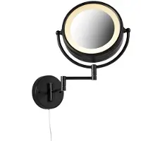 QAZQA Design Wandspiegel Schwarz inkl LED Verstellbar IP44 mit Zugschnur Vicino
