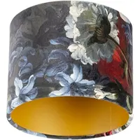QAZQA Velour Lampenschirm Blumenmuster 18/18/14 goldene Innenausstattung