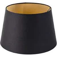 QAZQA Baumwolllampenschirm schwarz 32/25/18 mit goldenem Interieur