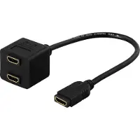 Deltaco HDMI Splitter Cable – 1 x HDMI Female to 2 x HDMI Female – 19-Pin