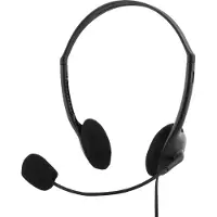Deltaco Headphones with Volume Control- 2m Cable- Black