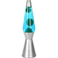 I-Total - Lava Lamp 36 cm - Silver Base, Blue Liquid and Green Wax (XL1787)