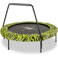 Exit Tiggy Trampolin ø140cm, mit Haltestange, Rund, Kindertrampolin, Schwarz/Grün