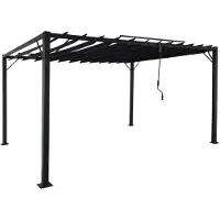 MCW Pergola MCW-L40, Garten Lamellen-Pavillon Terrassenüberdachung, 8cm-Alu-Gestell Stoff/Textil, 3x4m anthrazit