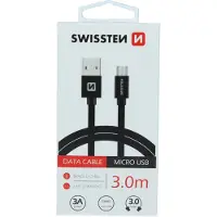 Swissten Textile Quick Charge Universal Micro USB Daten- und Ladekabel 3 m