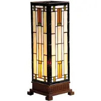 Clayre & Eef Tiffany Tischlampe 12x12x35 cm Beige Braun Glas