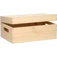 Gerkimex Playwood Aufbewahrungsbox aus Kiefernholz mit Klappdeckel für Bastelmaterial 30x20x13,5 cm