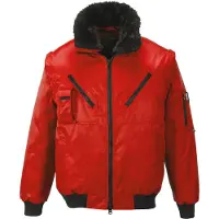 Portwest 4 in 1 Herren Pilotenjacke mit Fell Rot XXXXXL