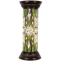 Clayre & Eef Tiffany-Säule Ø 31x78 cm Grün Weiß Glas Blumen