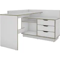 ByLiving Winkelschreibtisch BELFAST / Rechts oder Links montierbar / 3 Schubkästen / Weiß - Kanten in Sonoma Eiche / Bürotisch / Eckschreibtisch / Schreibtisch / B 129, H 83,5, T 105 cm