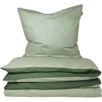 Schiesser Bettwäscheset Doubleface | Unifarben | Feinbiber | 2-teilig | 100% Baumwolle | Kuschelweich | YKK-Reißverschluss | 135x200 cm + 80x80 cm | Grün