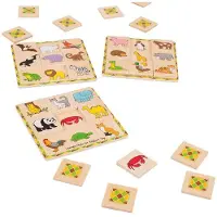 Bigjigs Holzspiel Lotto - Tiere Memoryspiel für Kinder