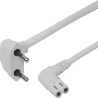 Deltaco Power cable CEE 7/16 - C7, angled, 3m - White