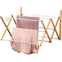Kesper faltbarer Wand-Wäschetrockner aus Bambus und Metall / Wäscheleine