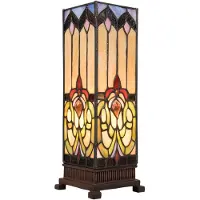 Clayre & Eef Tiffany Tischlampe 12x12x35 cm Braun Beige Glas