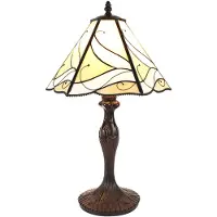 Clayre & Eef Tiffany Tischlampe Ø 31x43 cm Beige Weiß Glas