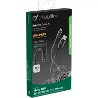 Cellularline Tetra Force Cable 200cm - MICRO USB, 2 m, USB A, Micro-USB B, Schwarz