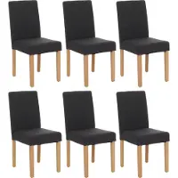 Mendler 6er-Set Esszimmerstuhl Stuhl Küchenstuhl Littau Textil, schwarz, helle Beine