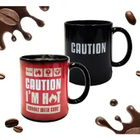 Slogans Tasse "Caution I am Hot" - mit Farbwechsel