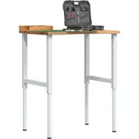 vidaXL Werkbank Hellbraun 80x60x(71,5-98) cm Massivholz Eiche