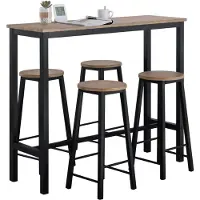 SoBuy OGT22-SCH 5-teilig Bartisch mit Stühlen Esstisch Stehtisch Balkontisch Küchentisch Bistrotisch mit 4 Barhockern Gartenmöbel Set im Industrie-Design