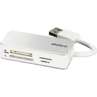 Deltaco UCR-147, MS PRO, MS PRO Duo, MicroSD (TransFlash), MicroSDHC, SD, SDHC, Silber, Weiß, USB 3.2 Gen 1 (3.1 Gen 1) Type-A, 67 mm, 29 mm, 16 mm