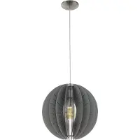 Eglo Hängelampe Fabessa, Pendelleuchte Esstisch, Stahl in nickel-matt, Holz in grau E27 Fassung