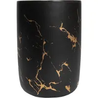 QUVIO Make-up Pinselhalter - Zahnbürstenhalter - Organizer - Cup - Schwarz mit Gold