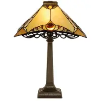 Clayre & Eef Tiffany Tischlampe 36x36x50 cm Braun Beige Glas