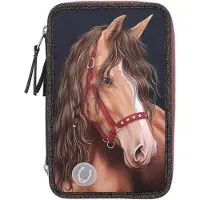 Miss Melody 3-Fach Federtasche mit LED Miss Melody GLITTER HORSE
