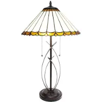 Clayre & Eef Tiffany Tischlampe Ø 41x69 cm Beige Braun Glas