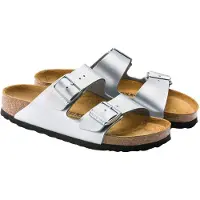 Birkenstock - "Arizona" Sandalen für Damen, Leder, Birko-Flor PP14536 (40 EU) (Silber)