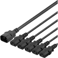 Deltaco IEC C14 to 5x IEC C13 Power cable, 3m, 10A/250V, Y-Splitter, b