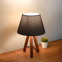 Opviq , Hochwertige Tischlampe aus 100% Holz, Schwarz, 30 cm hoch | Stoffschirm 22 x 14 cm | 150 cm Kabel | E27 Fassung, max. 40 W | Skandinavisches Design für modernes Wohnen.