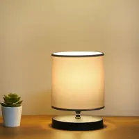 Opviq , Hochwertige Tischlampe, Grau, 15 x 15 x 22 cm | Stoffkörper, Kunststoffbeine, Höhe mit Kabel: 100 cm | E14 Fassung, max. 40 W | Elegantes Design für jeden Raum.