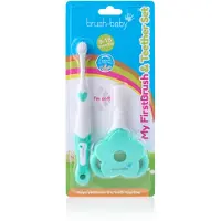 Brush-Baby Zahnpflege-Set: Erster Kinderzahn & Beißring, Mint, Für Babys 0-18 Monate
