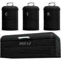 Berlinger Haus Brotkasten und Küchendosen-Set, schwarz-silber