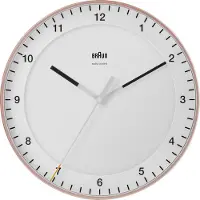 Braun Klassische Funkwanduhr in Pink/Weiß / präzises Leisegangwerk / Sekundenzeiger mit Floating-Effekt (ohne Ticken) / gehärtetes Glas / 30 cm