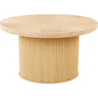 Beliani Couchtisch 2er Set Natur aus Rattan Runde Tischplatte Boho Stil Design